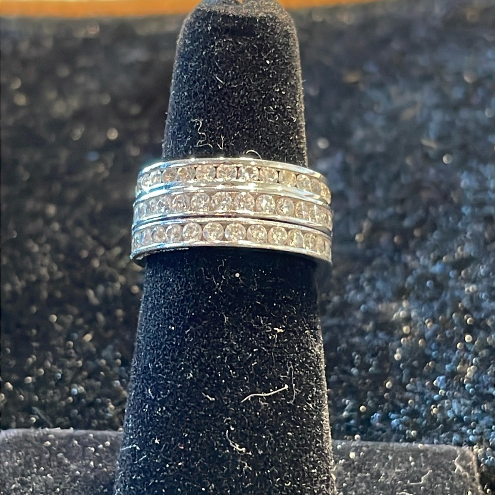 Sterling silver stacking set of eternity rings cubic zirconia size 6